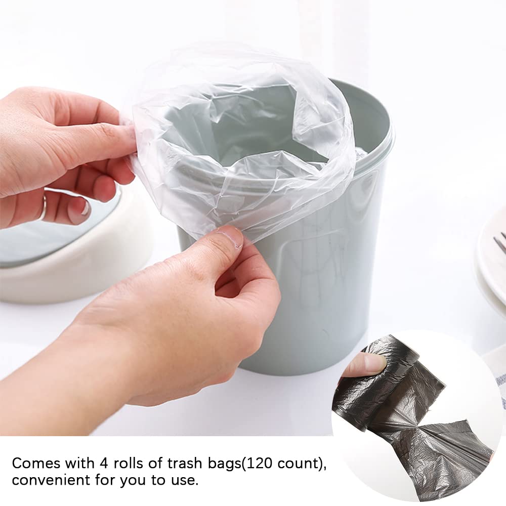 2 Pcs Plastic Mini Wastebasket with 120 Trash Bags Green Pink 1
