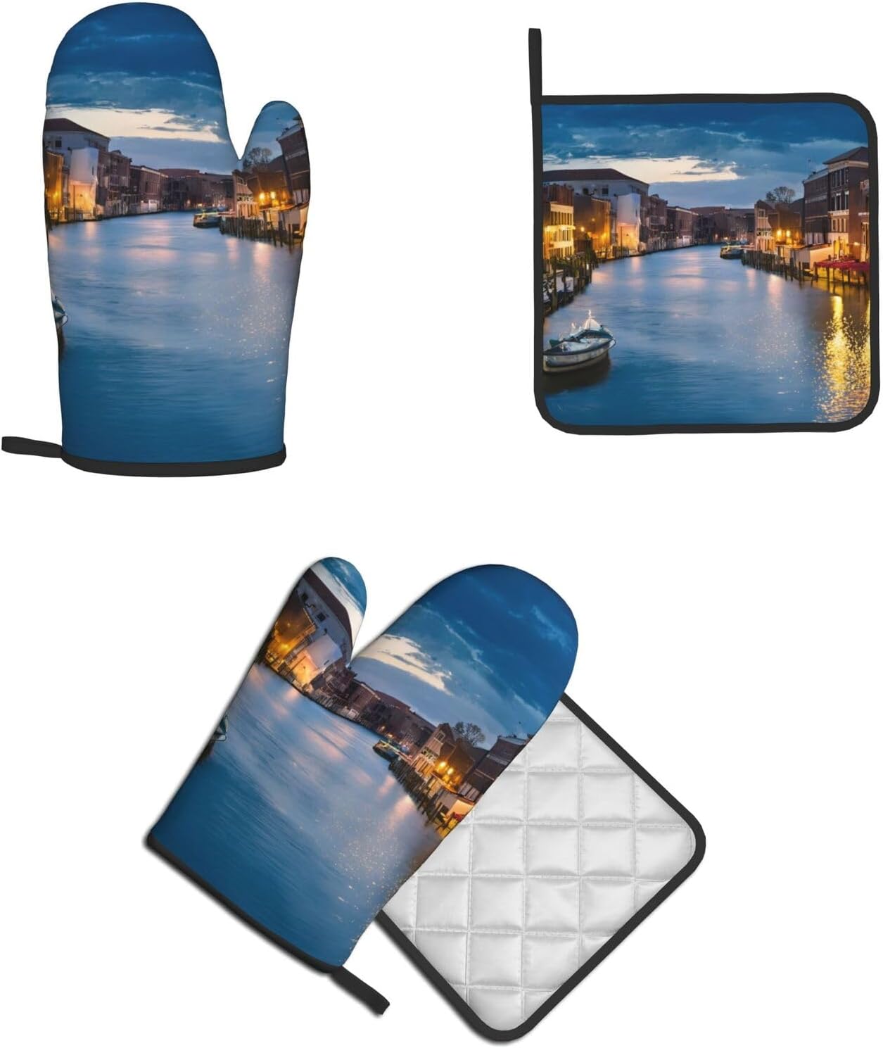 Quopvn Venetian Night Oven Mitts 2pcs Set