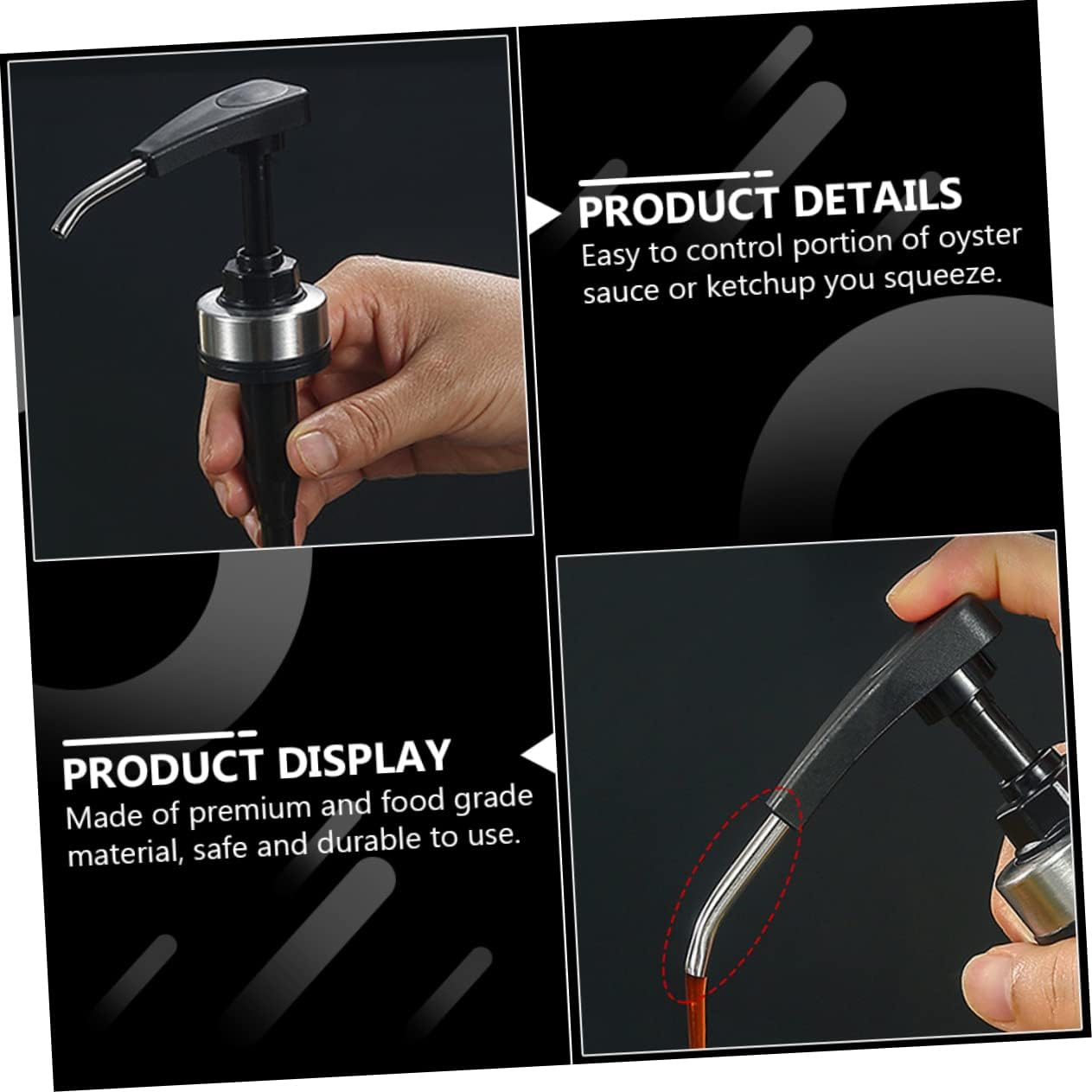 Ciieeo 2pcs Stainless Steel Condiment Squeeze Pump Set