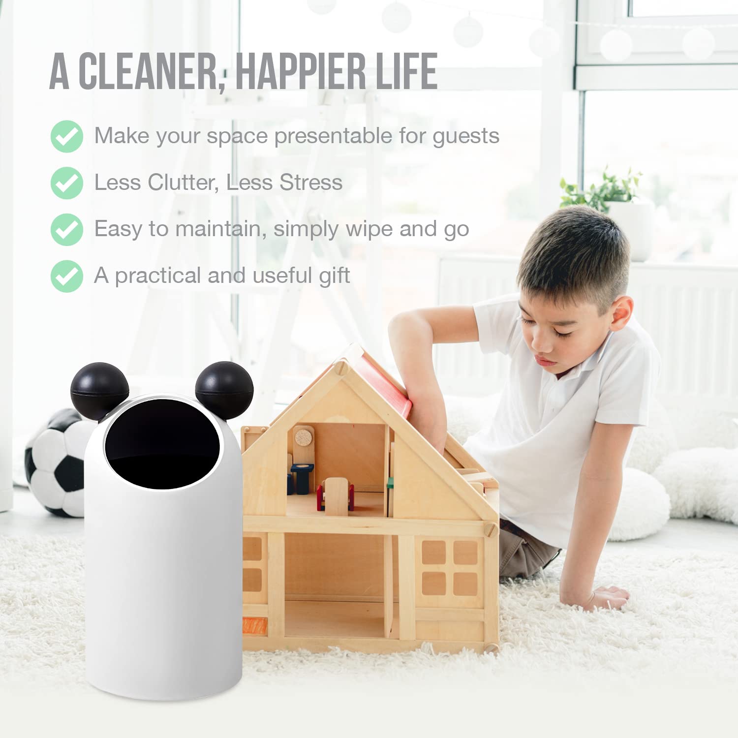 Cute Animal Ears Kids Waste Basket 14L