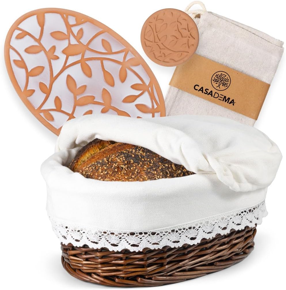 CASADEMA Bread Warmer Basket with Liner and Lid 1