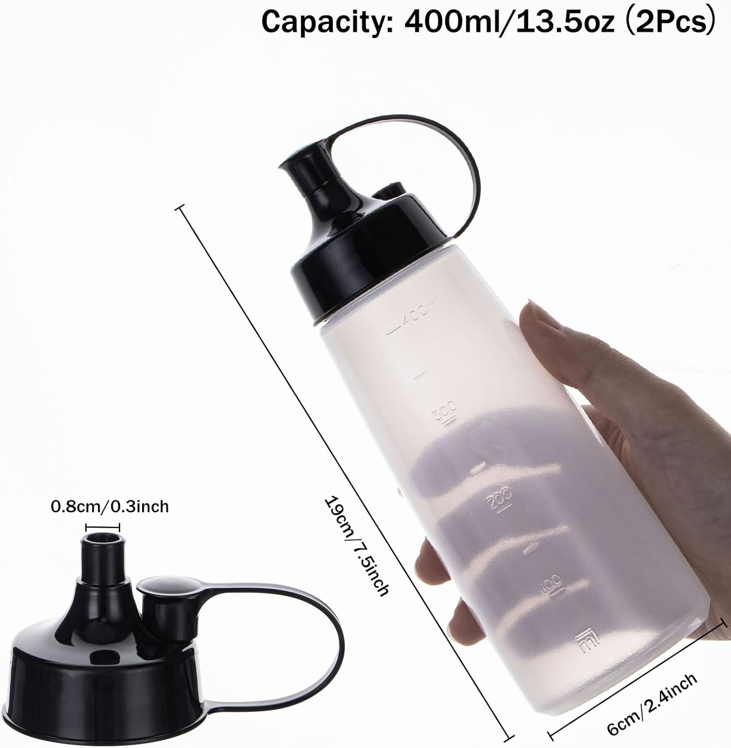 Deesoo 400ml Translucent Condiment Squeeze Bottles 2 Pack 1