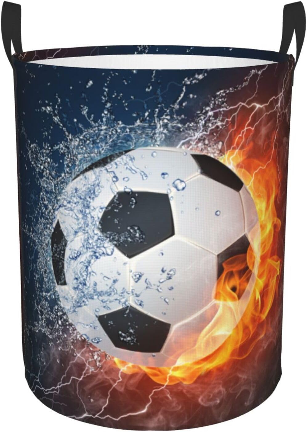 Gbuzozie Soccer Ball Laundry Hamper with Fire Water Design