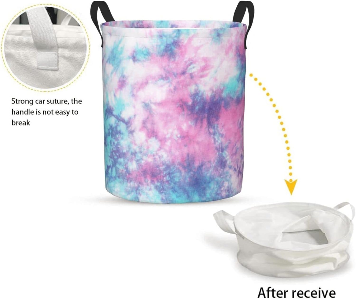 Dujiea Foldable Laundry Basket with Funny Tie Dye Design