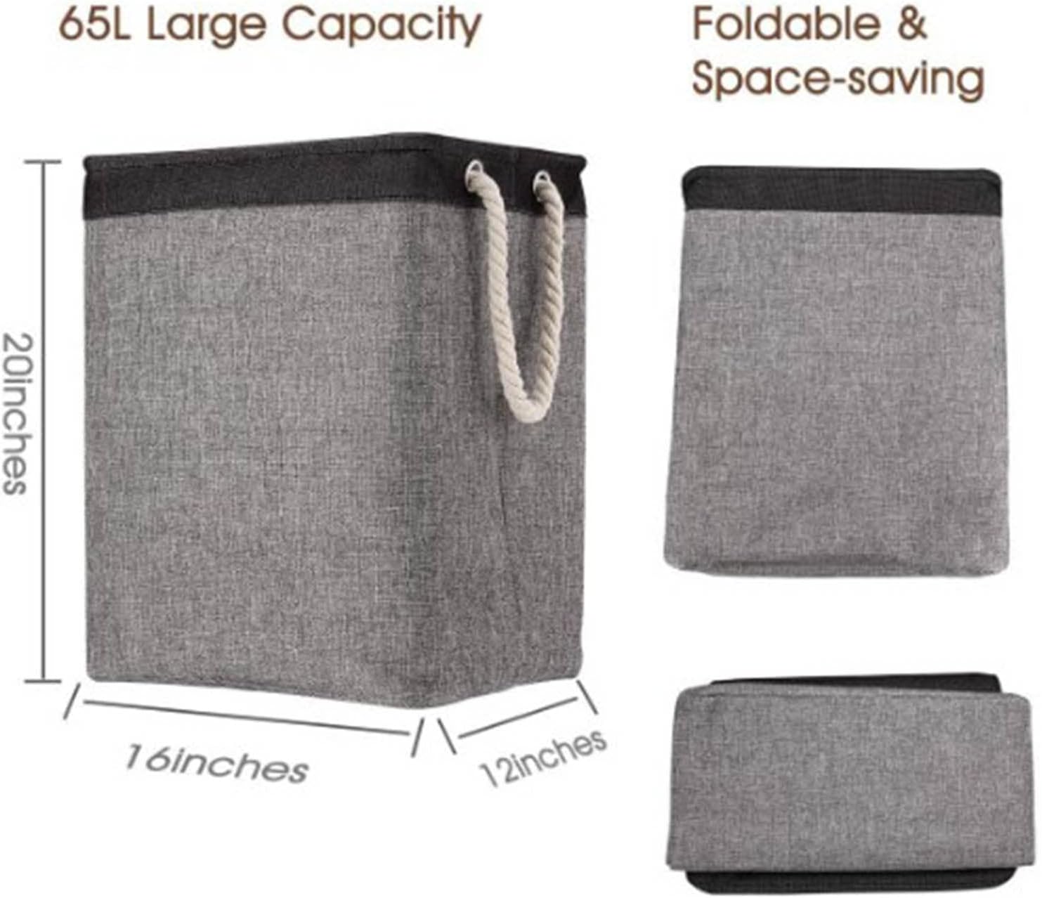 Restokki Laundry Baskets with Handle 65L Collapsible Oxford Cloth Hamper