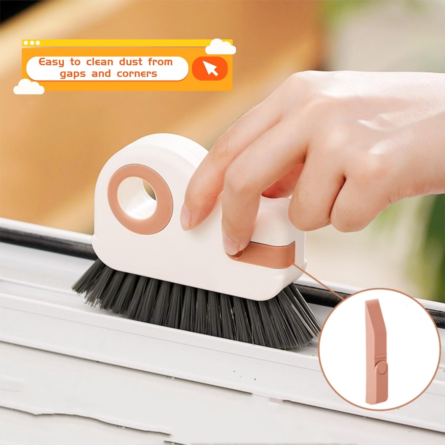 MauSong 2 in 1 Window Cleaning Kit with Hidden Scraper and Crevice Brush