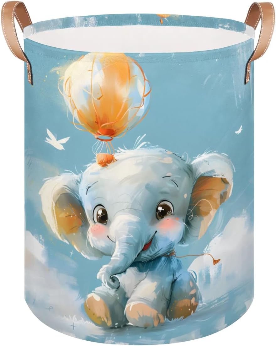 Tiaortas Elephant Balloon Laundry Basket for Kids Collapsible and Lightweight