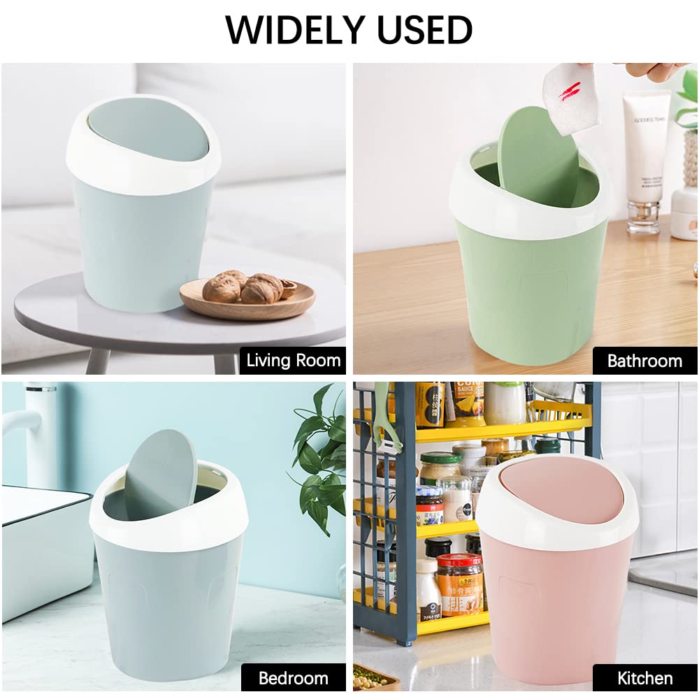 2 Pcs Plastic Mini Wastebasket with 120 Trash Bags Green Pink 1