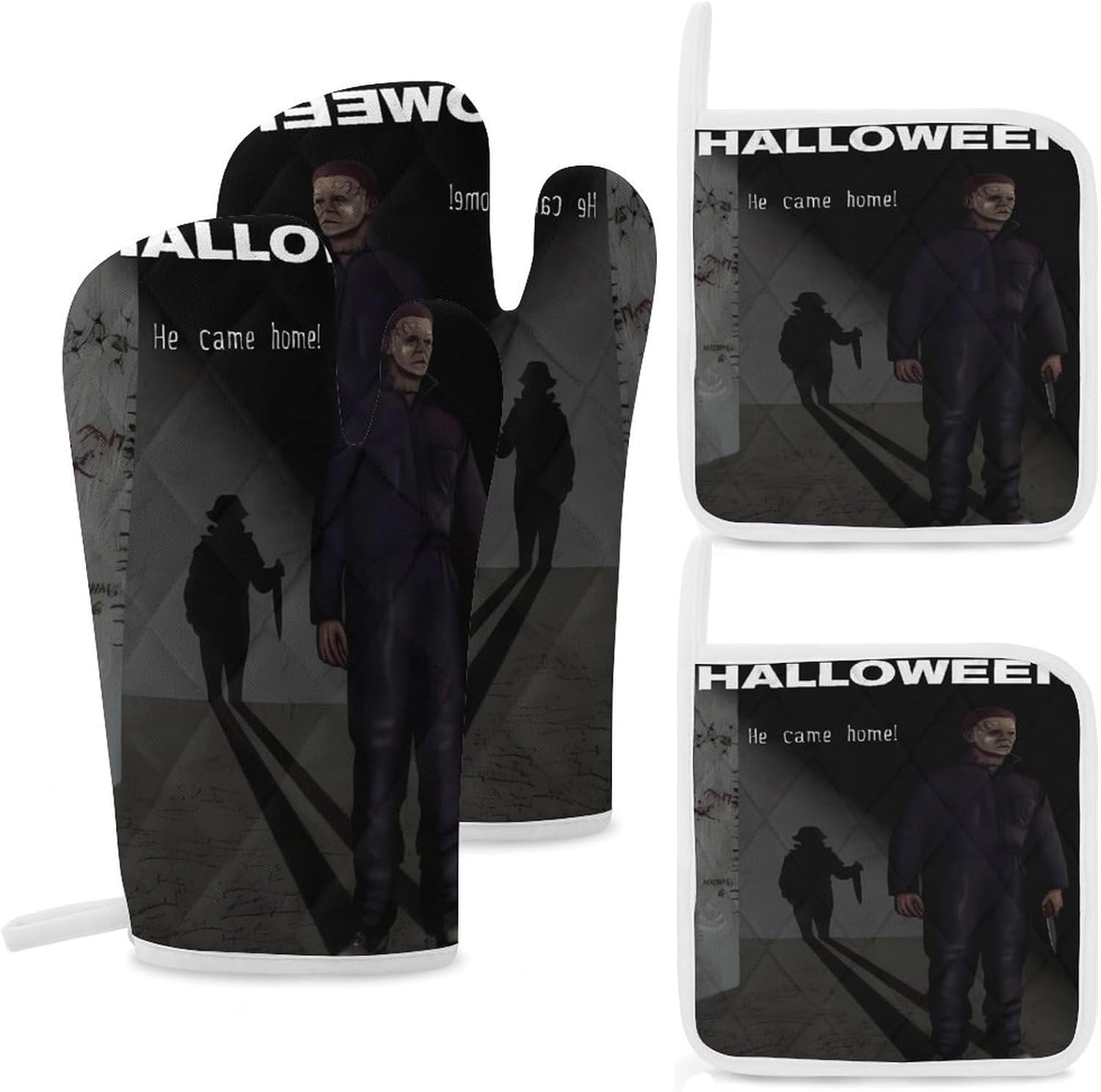 ZHANGXM Halloween Michael Myers Oven Mitts and Pot Holders Set