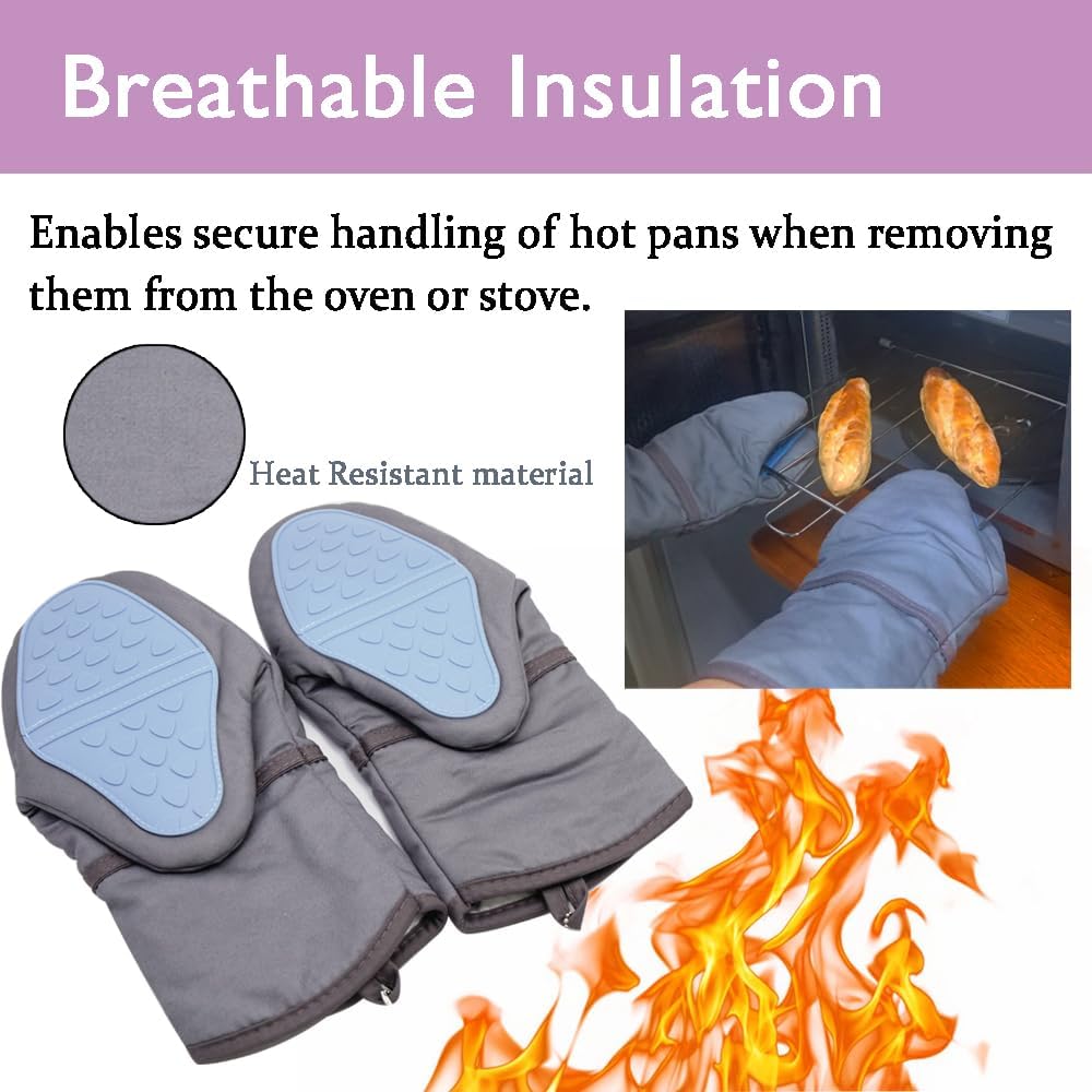 Tessie Jessie Extra Long Heat-Resistant Oven Mitts Set of 2