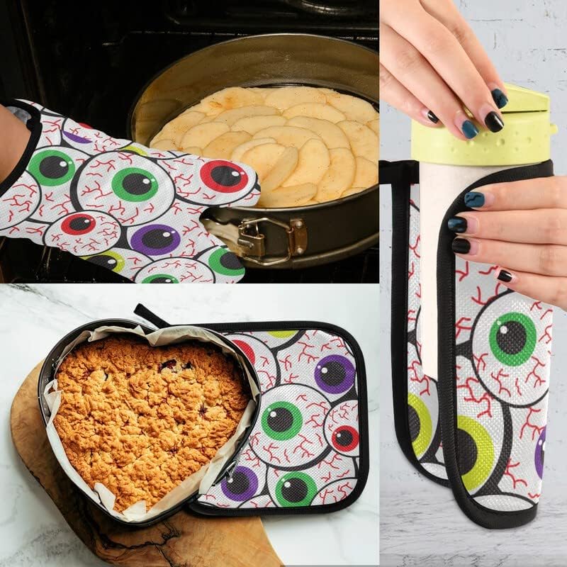 Lhammer Cute Halloween Eyeballs Oven Mitts 2PCS