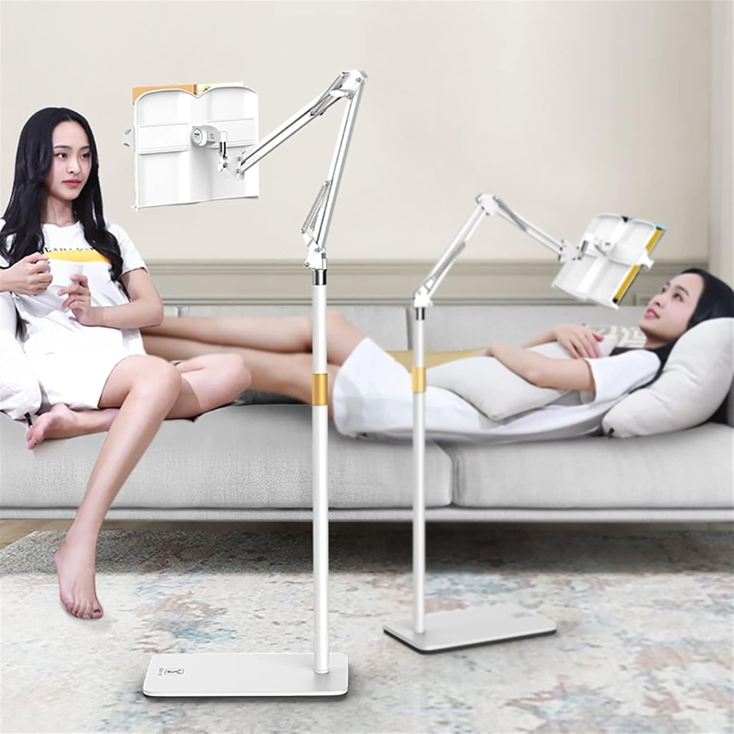 Adjustable Height Floor Stand for Reading and Tablet Use