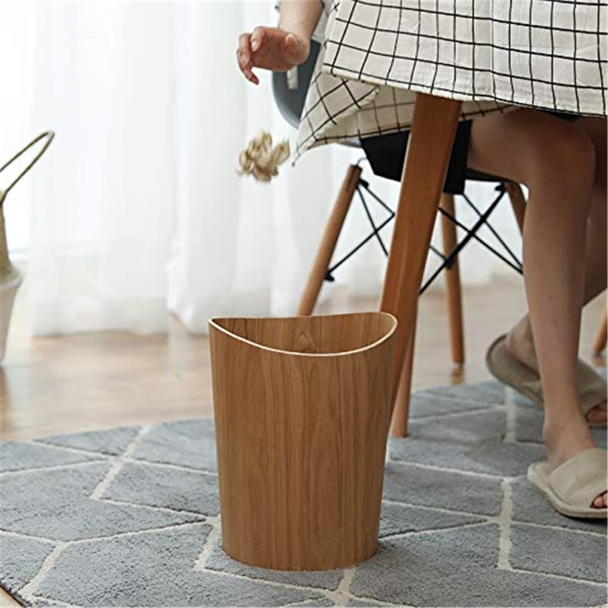 BISOZER 23 Gallons Wood Trash Can for Home Office