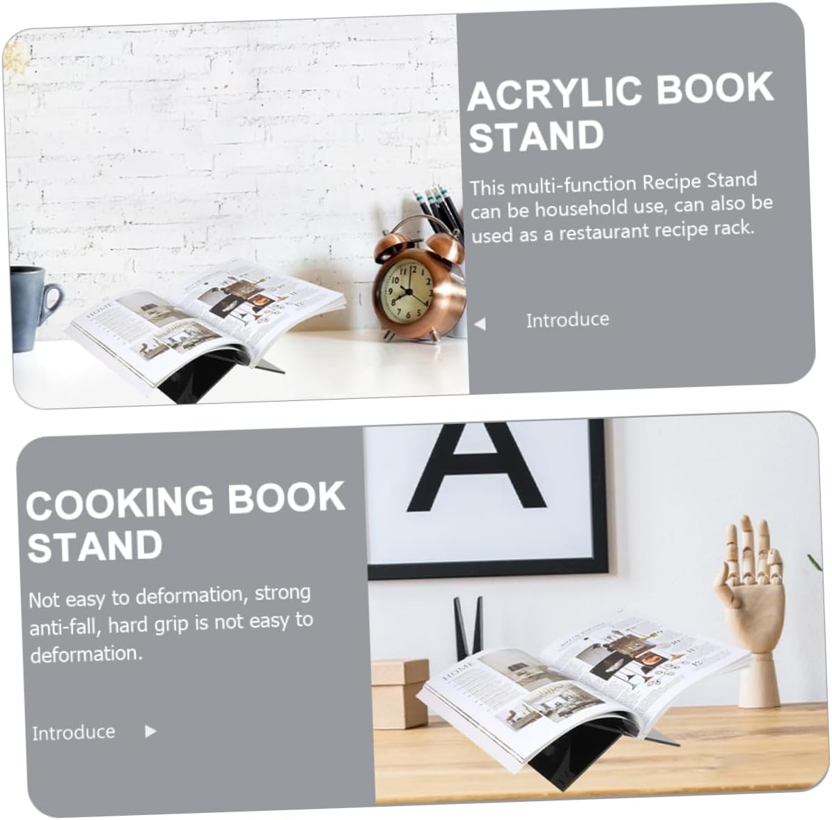 ULDIGI Practical Acrylic Book Stand for Kitchen and Classroom Use