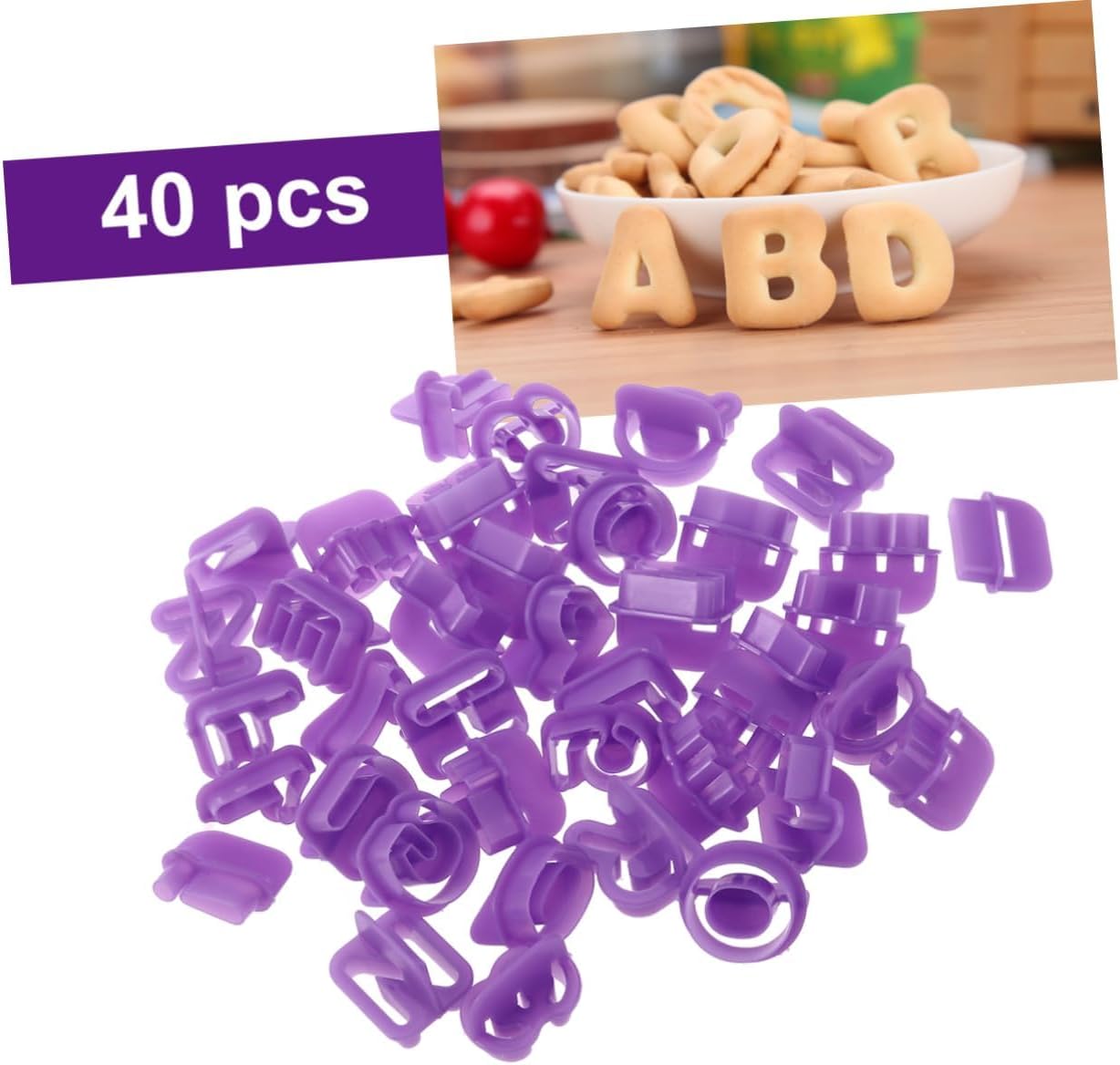 FUNOMOCYA 40Pcs Alphabet Number Cookie Cutters Baking Set