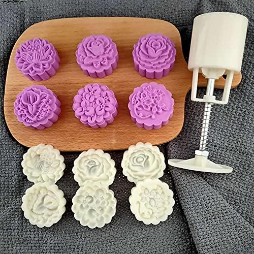 1 Set Reusable Mooncake Mold with Stainless Steel Handle