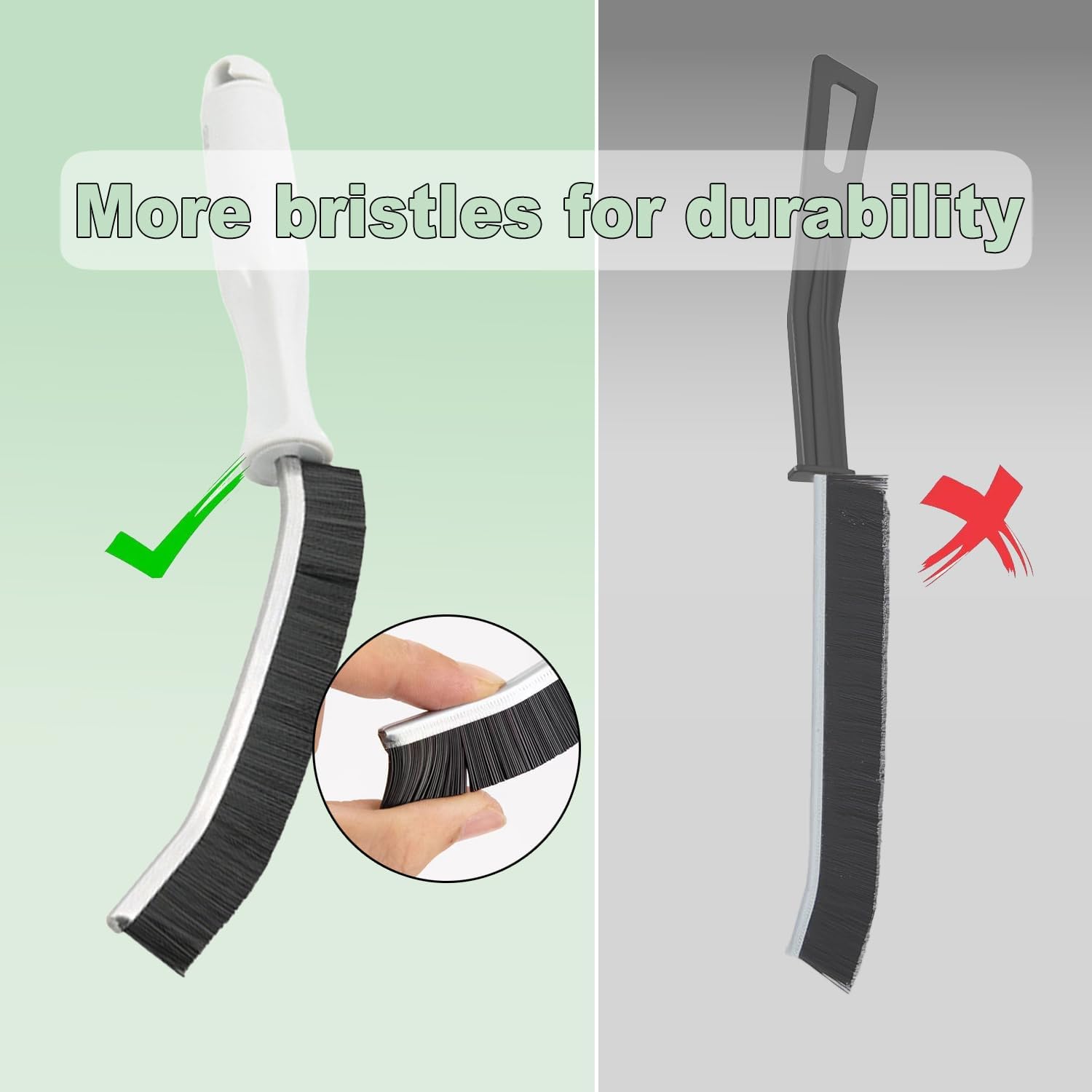 2Pcs Hard Bristle Crevice Cleaning Brush for Kitchen Bathroom and Windows