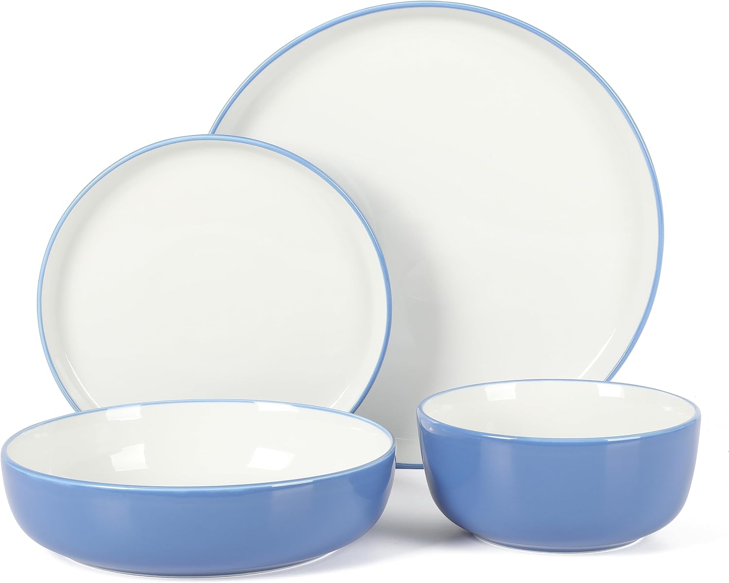 Sur La Table Two-Tone Porcelain Dinnerware Set - BlueWhite 16pcs 1