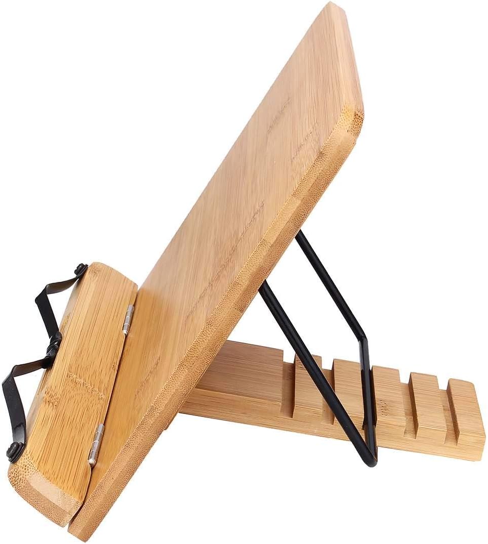 Adjustable Wood Cookbook Stand for Reading and Cooking