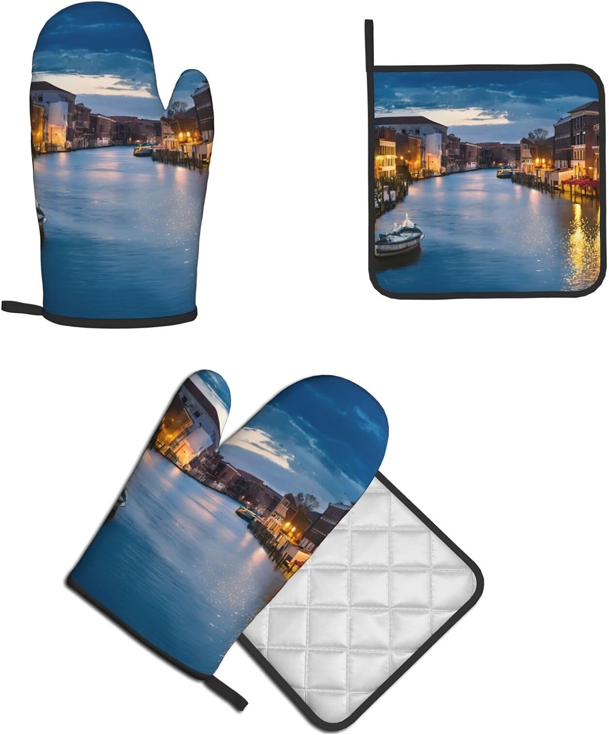 Quopvn Venetian Night Oven Mitts 2pcs Set