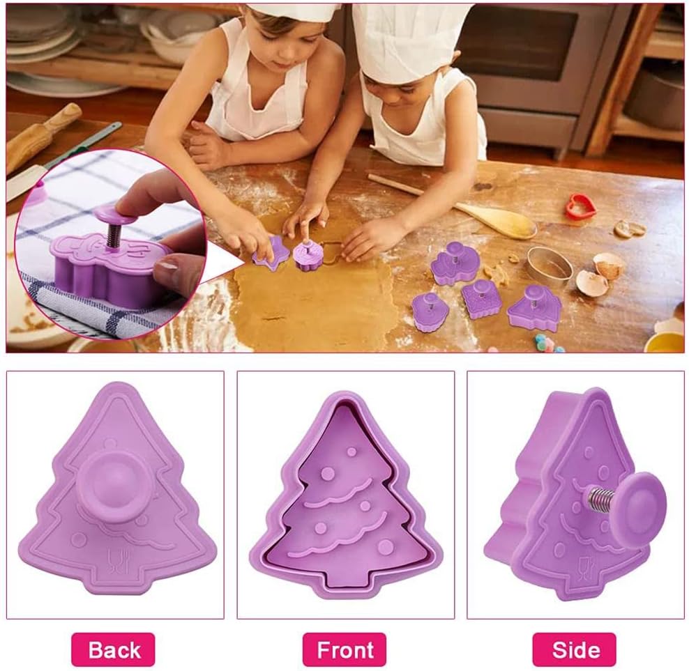 8 Pcs 3D Christmas Cookie Cutter Set for Biscuits and Fondant