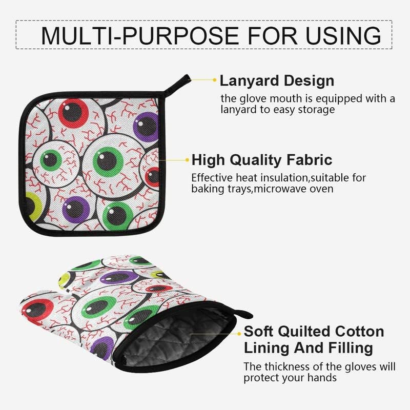 Lhammer Cute Halloween Eyeballs Oven Mitts 2PCS
