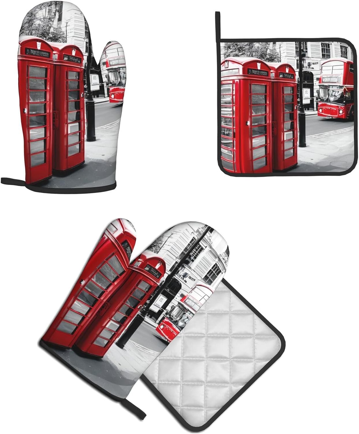 Quopvn Telephone Booth Oven Mitts and Pot Holders 2pcs Set