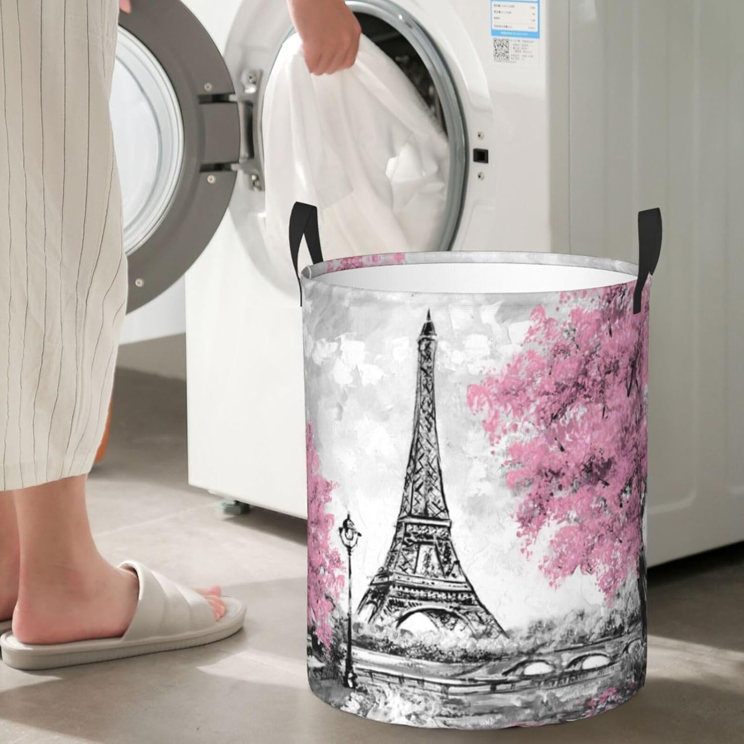 CooBex Large Pink Laundry Basket with Handles