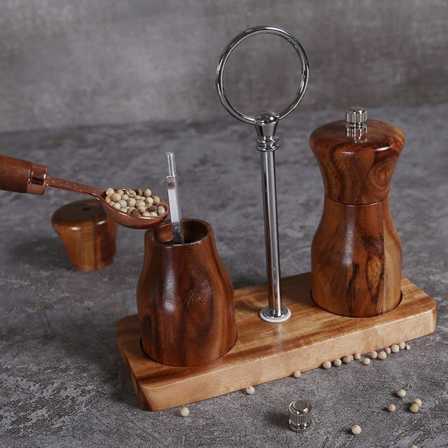 Adjustable Wooden Salt Pepper Mill Set 2-Piece