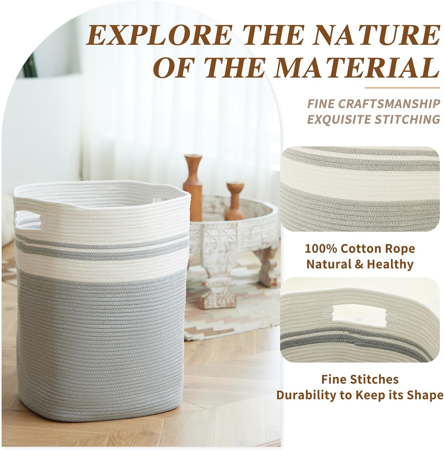 Casaphoria Woven Rope Laundry Hamper - Light Gray