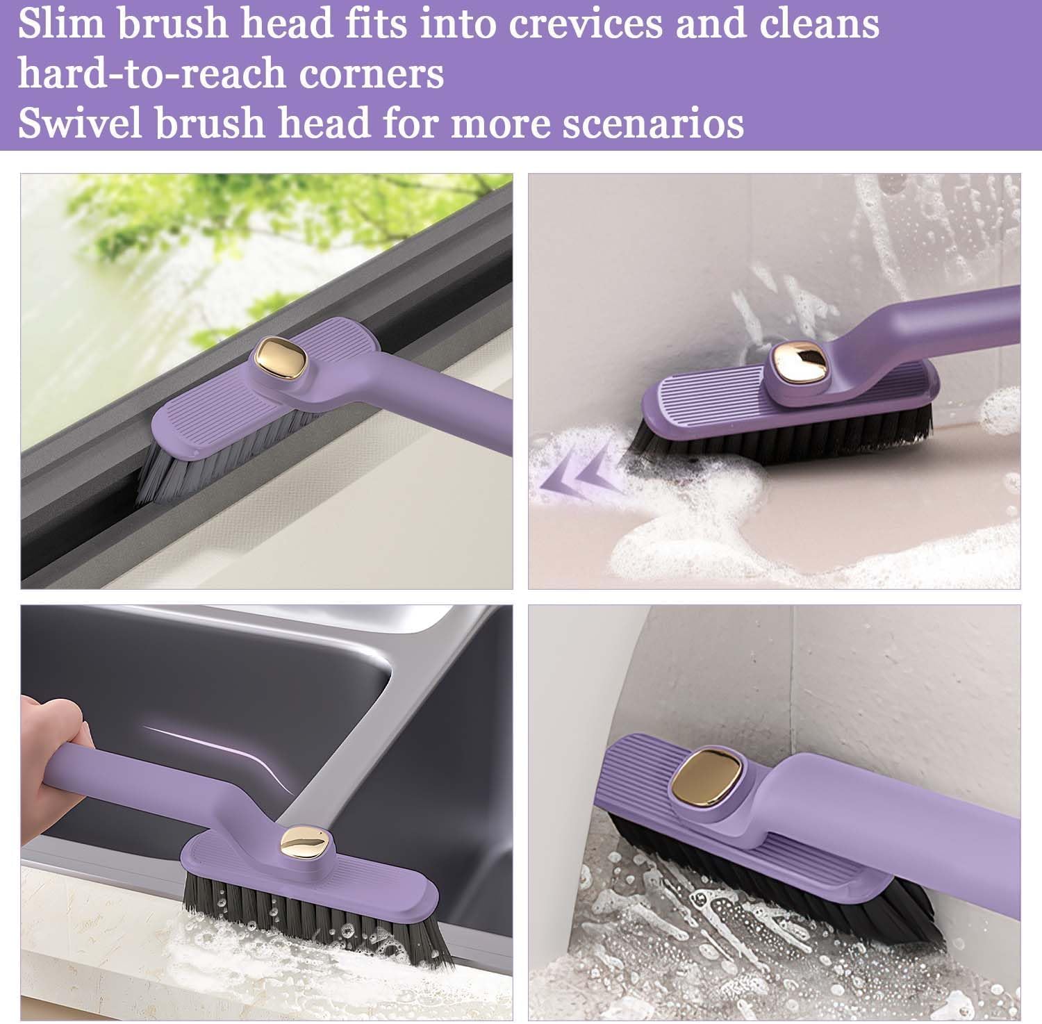 360 Rotating Crevice Cleaning Brush - Hard Bristle for Kitchen Bathroom