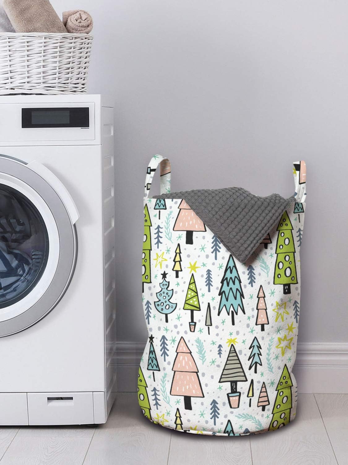 Ambesonne Christmas Tree Laundry Bag Multicolor 1