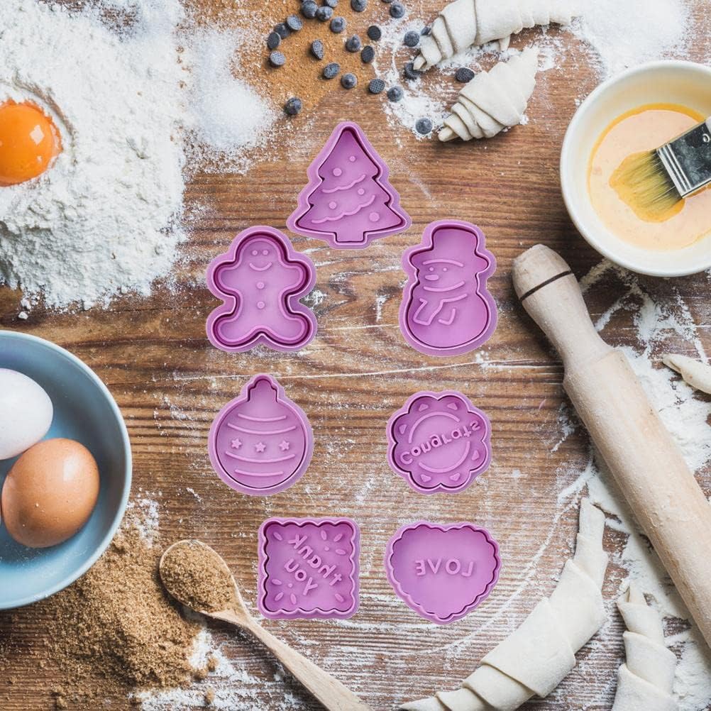 8 Pcs 3D Christmas Cookie Cutter Set for Biscuits and Fondant