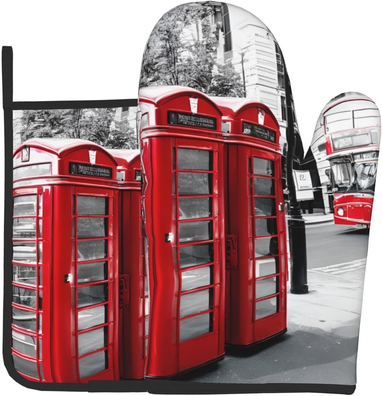 Quopvn Telephone Booth Oven Mitts and Pot Holders 2pcs Set