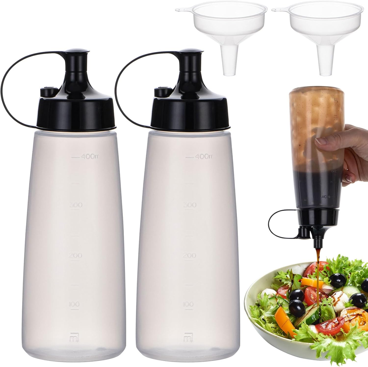 Deesoo 400ml Translucent Condiment Squeeze Bottles 2 Pack 1