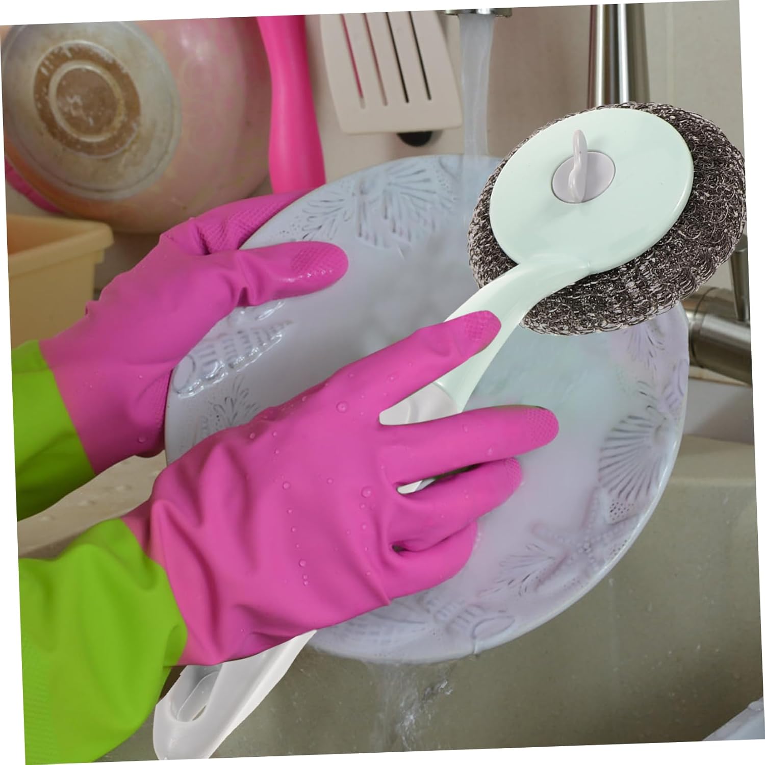 Minkissy 2pcs Pot Pan Brush Kitchen Cleaning Brush Light Grey