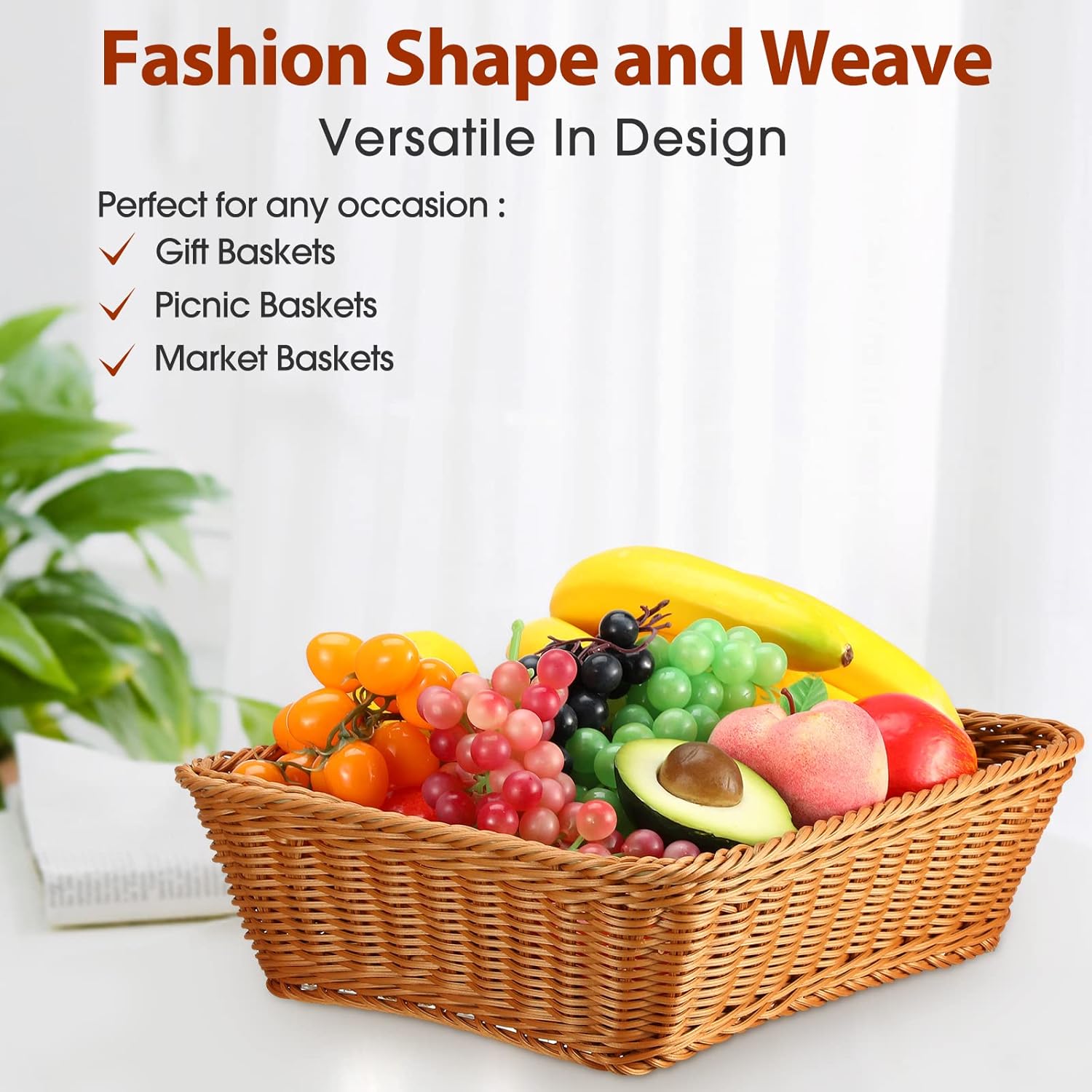 Irenare 6 Pcs Poly Wicker Bread Baskets