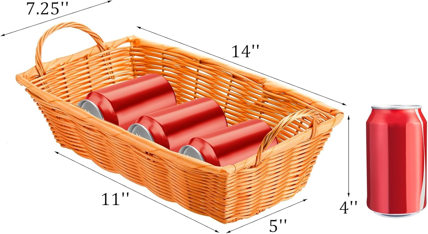 Yesland 6 Pcs Poly Wicker Bread Baskets with Handle