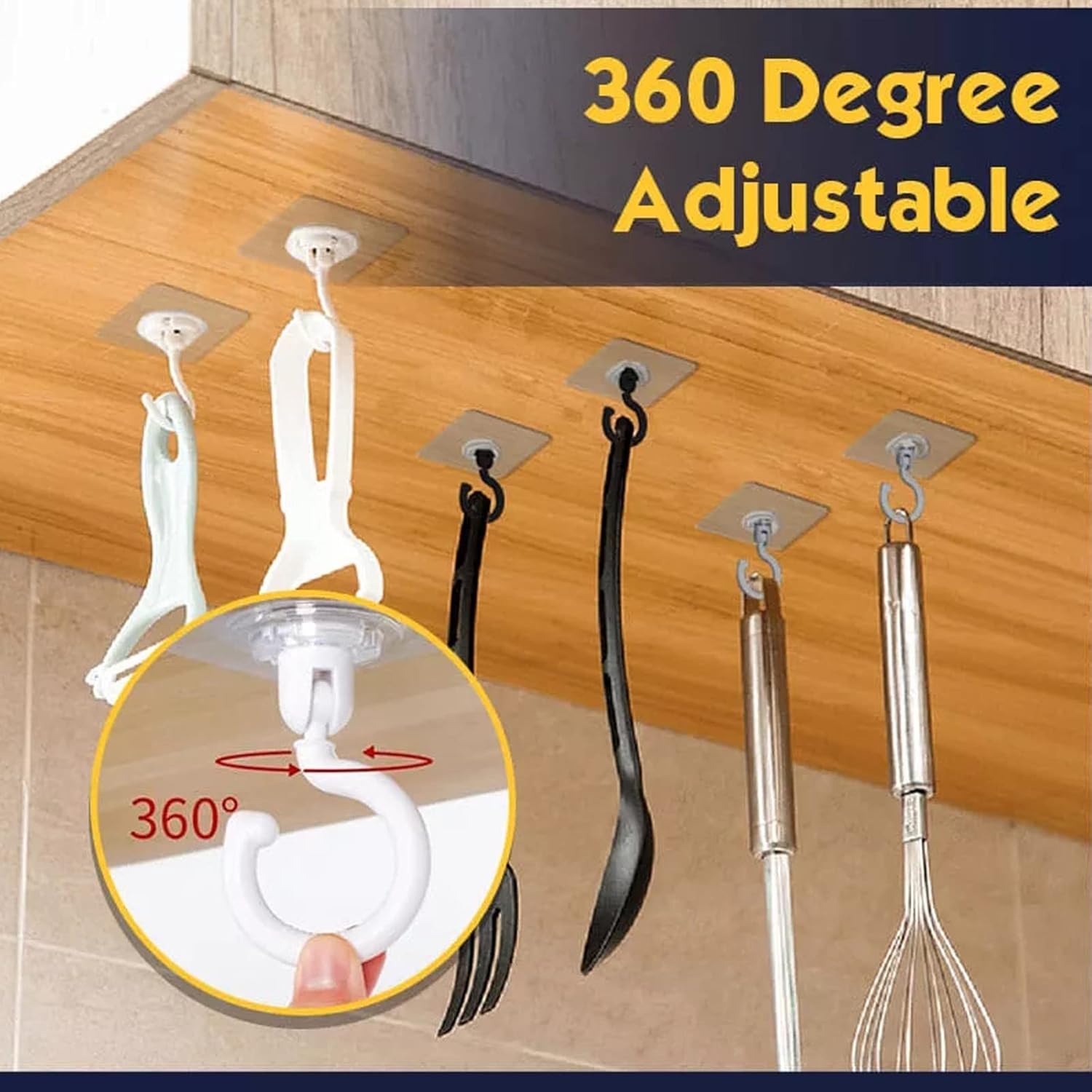 360 Degree Kitchen Wall Hook with Rotatable Claws