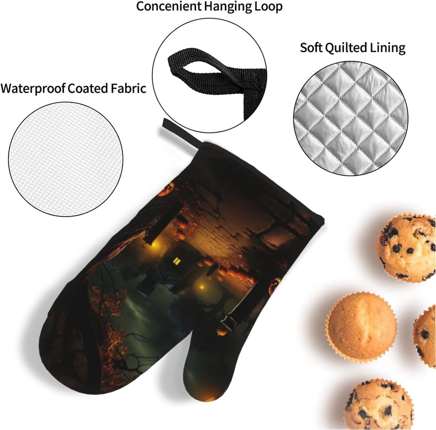 XTUAG Scary Halloween Oven Mitts 4 Pcs Set