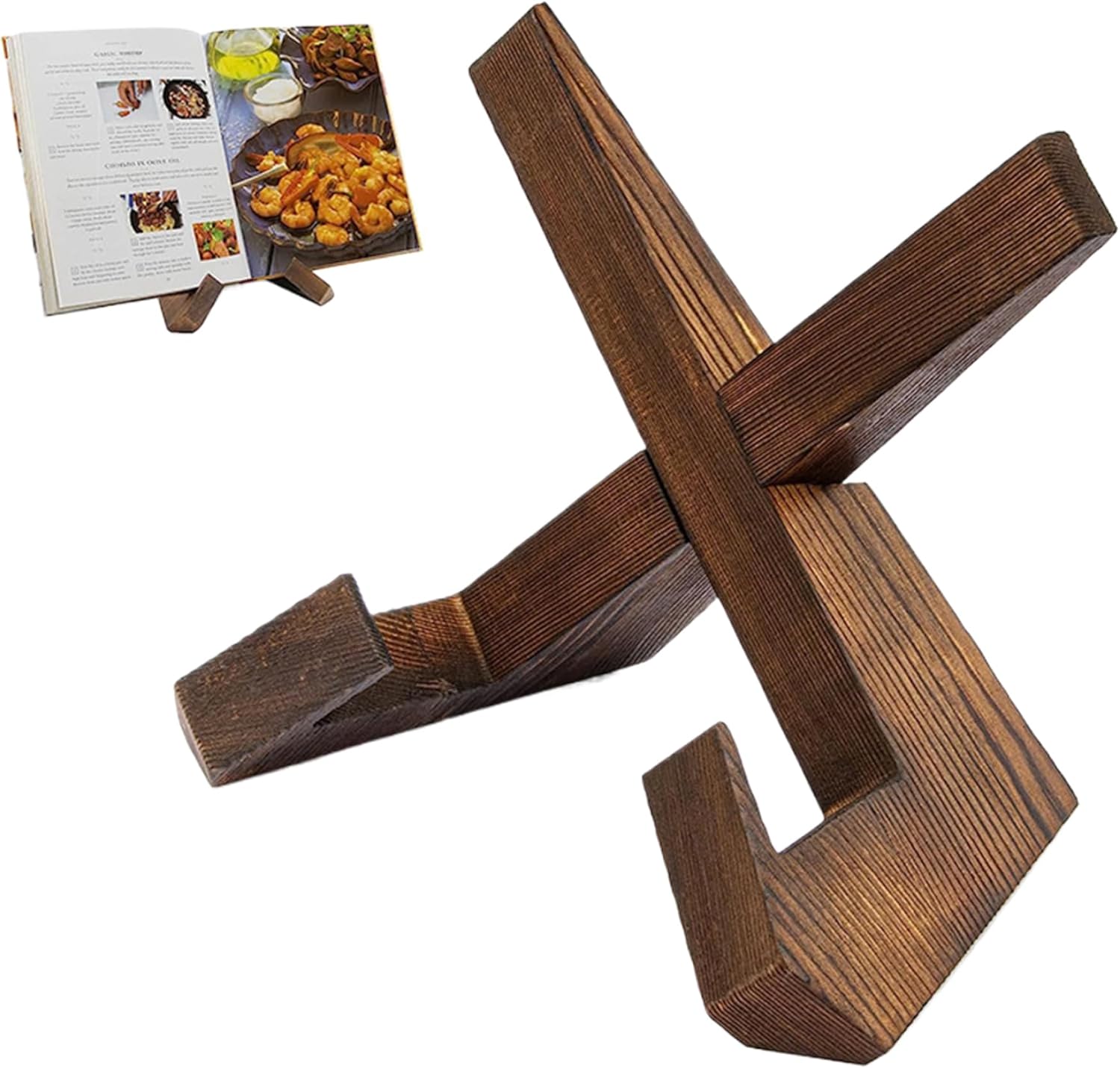 Wedhapy Cookbook Stand Wooden Recipe Book Holder