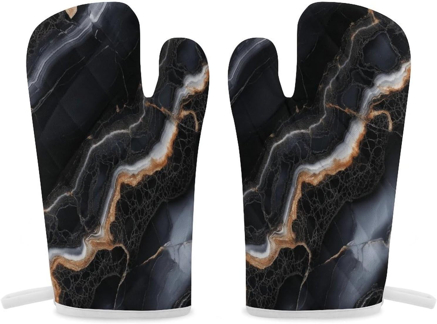 Zxxpensy Black Cream Marble Pattern Oven Mitts 2 Pcs