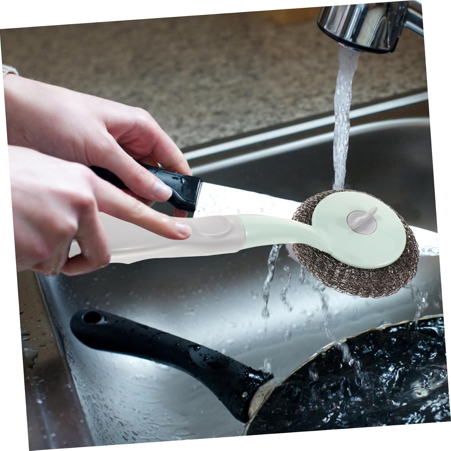 Minkissy 2pcs Pot Pan Brush Kitchen Cleaning Brush Light Grey