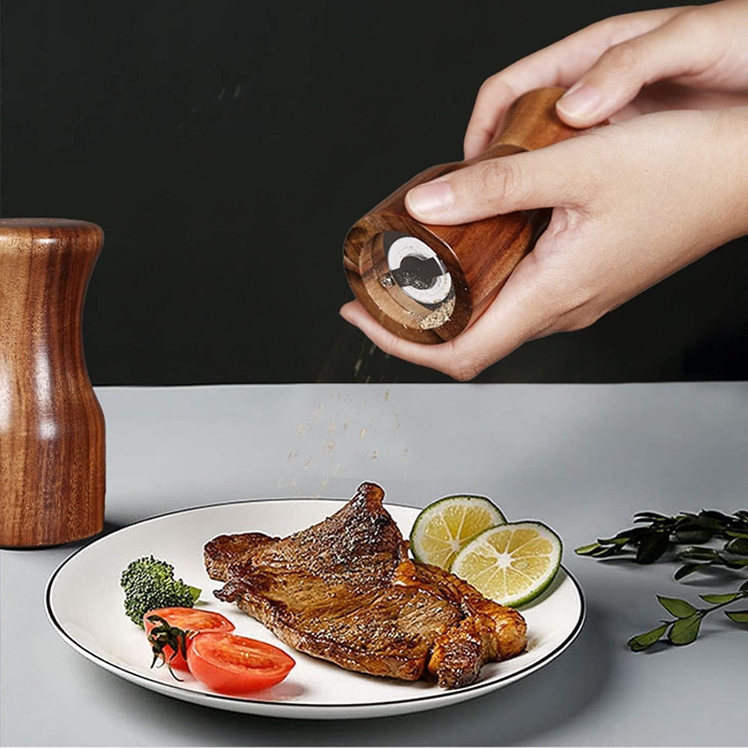 Adjustable Wooden Salt Pepper Mill Set 2-Piece