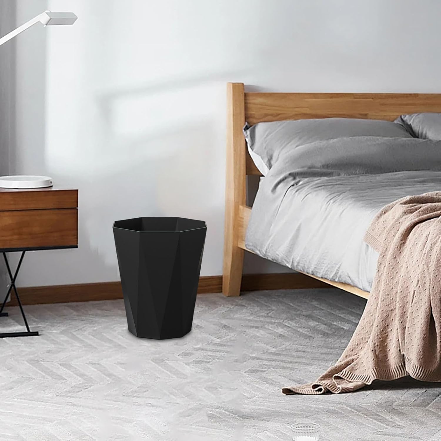 Compact Black Trash Can for Bathrooms and Offices