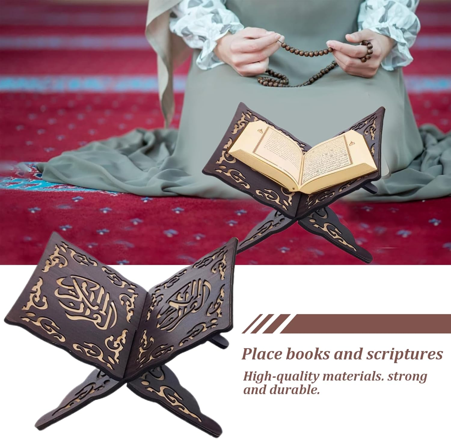 Foldable Quran Holder Stand for Prayer and Reading Black