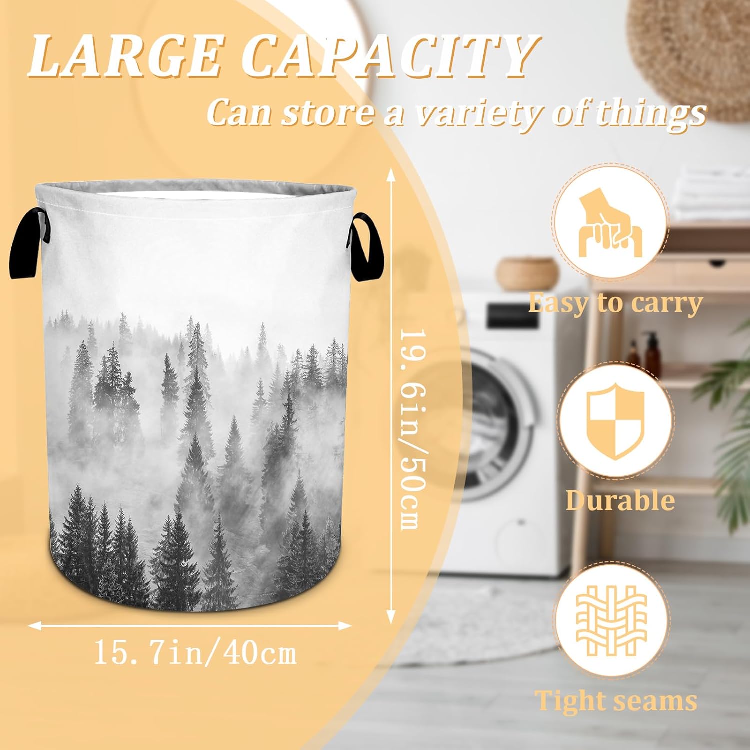 Misty Foggy Mountain Laundry Basket - Foldable Waterproof Oxford