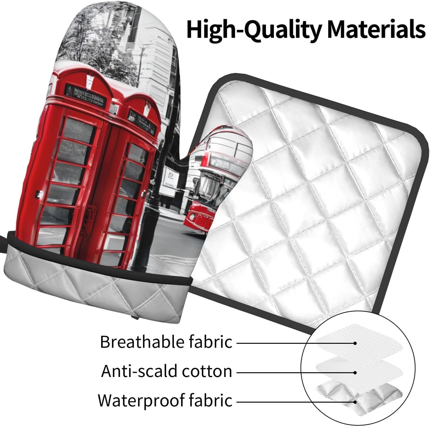 Quopvn Telephone Booth Oven Mitts and Pot Holders 2pcs Set