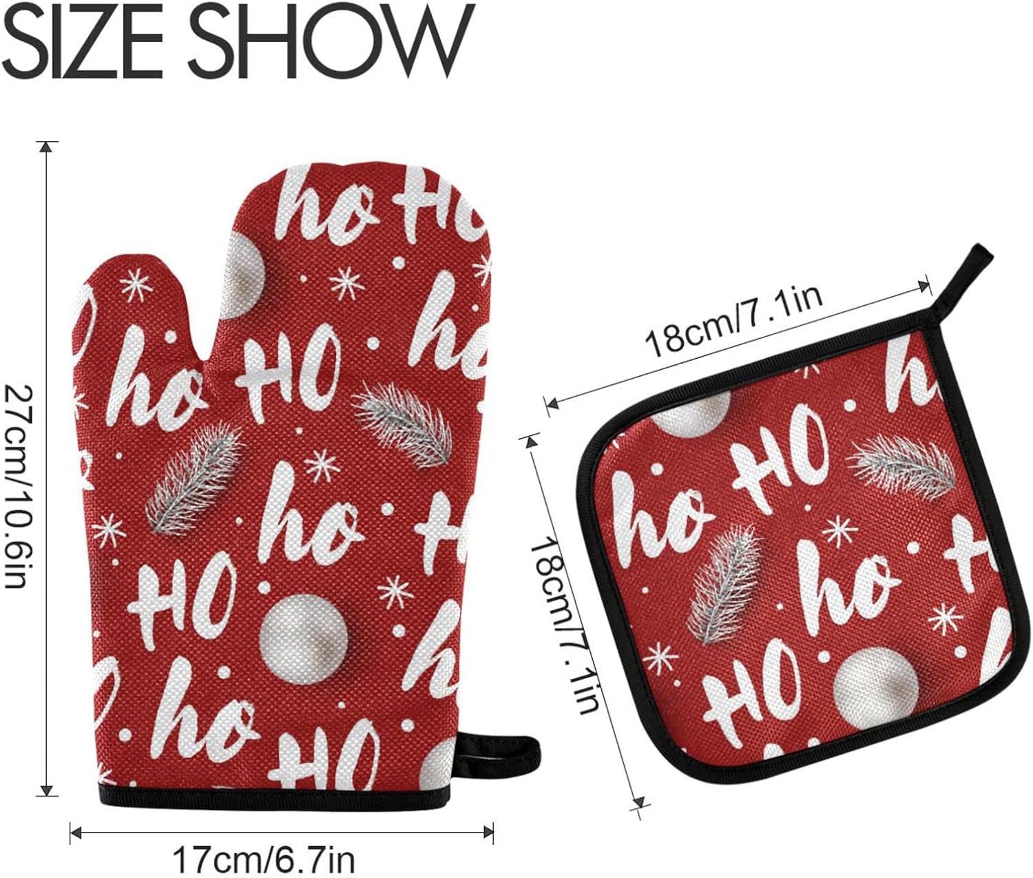 Laughing Santa Oven Mitts Hot Pads 2pcs Christmas Kitchen Set