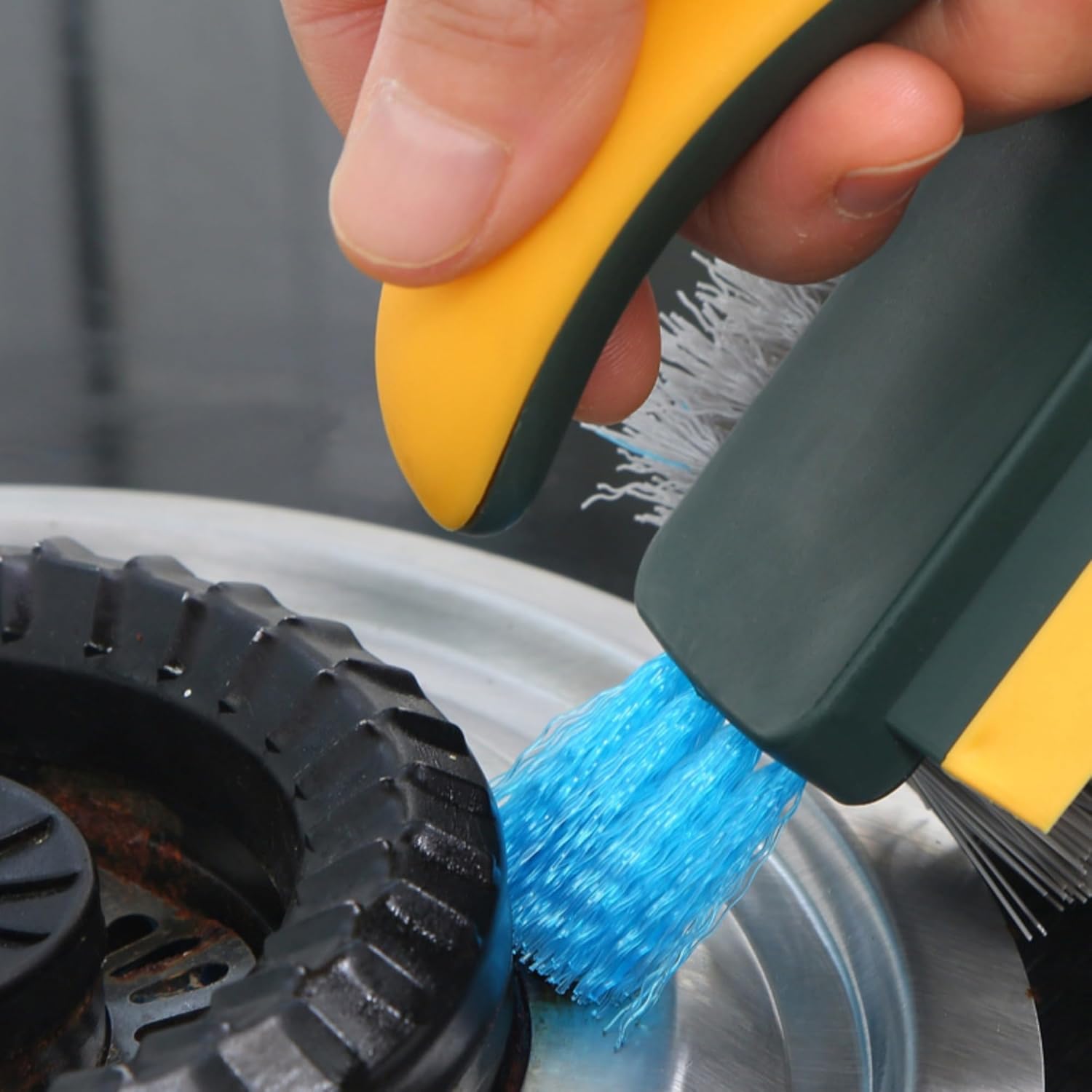 Multi Functional Gap Cleaning Brush with V-Shape and Silicone Scraper